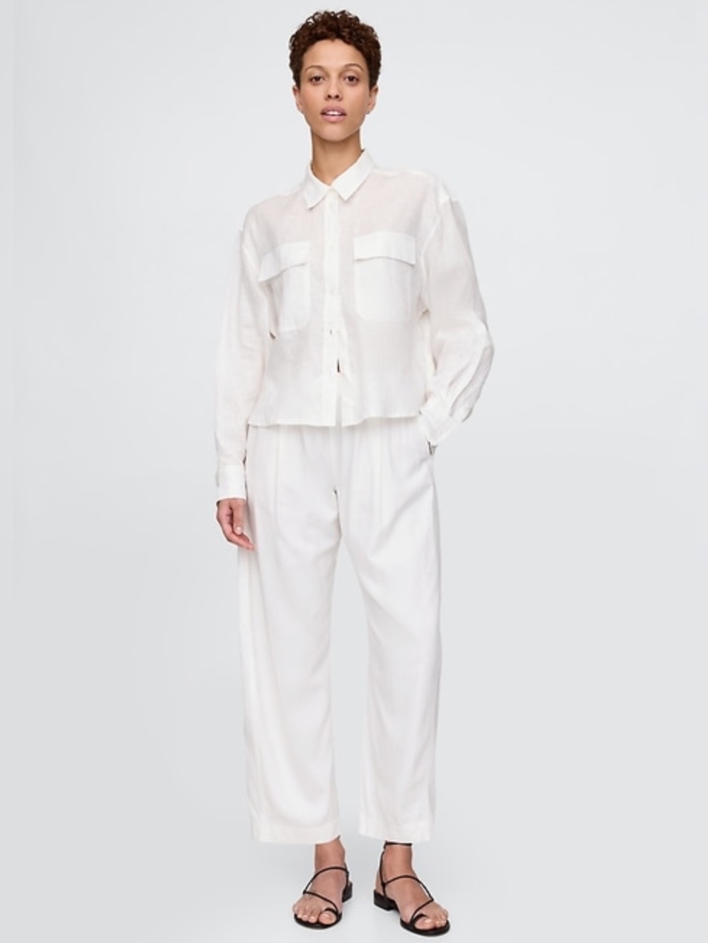 NWT Mid-Rise Linen-Blend Easy Barrel Pant by Gap XL White - Picture 8 of 9